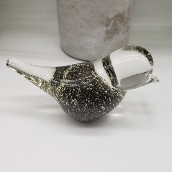 Small Black Gold Speckled Art Glass Bird Paperweight or Figurine - AS IS - Picture 5 of 8